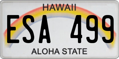 HI license plate ESA499