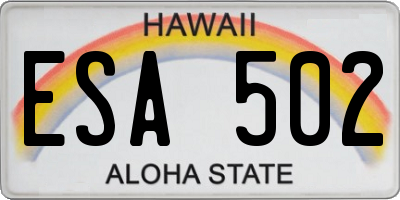 HI license plate ESA502