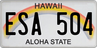 HI license plate ESA504
