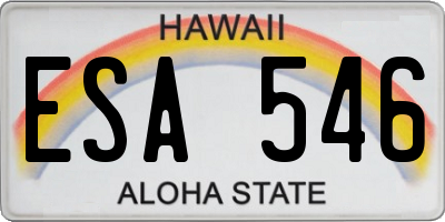 HI license plate ESA546