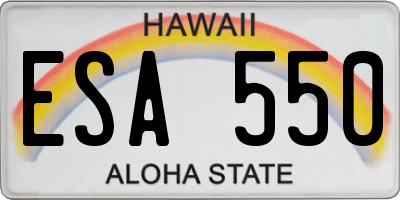 HI license plate ESA550