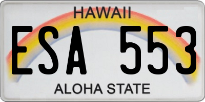 HI license plate ESA553
