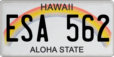 HI license plate ESA562