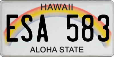HI license plate ESA583