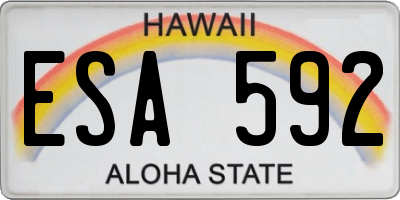 HI license plate ESA592