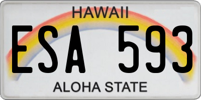 HI license plate ESA593
