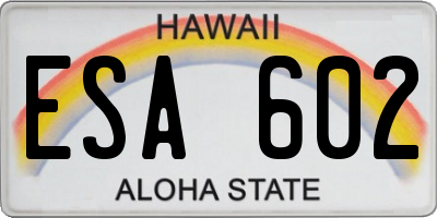 HI license plate ESA602