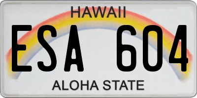 HI license plate ESA604