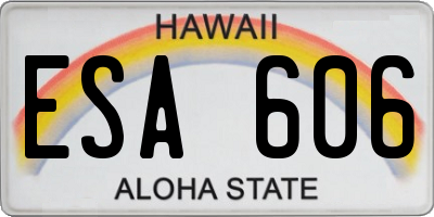 HI license plate ESA606