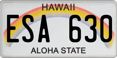 HI license plate ESA630