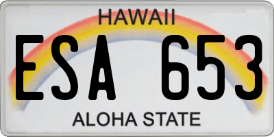HI license plate ESA653