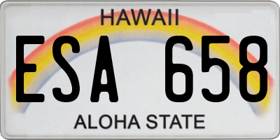 HI license plate ESA658