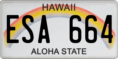 HI license plate ESA664