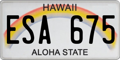 HI license plate ESA675