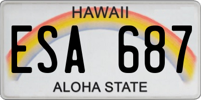 HI license plate ESA687
