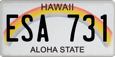 HI license plate ESA731
