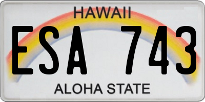 HI license plate ESA743