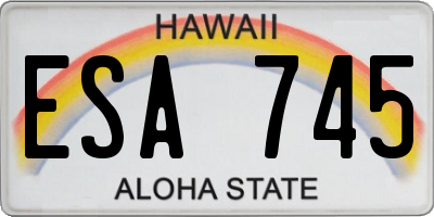 HI license plate ESA745