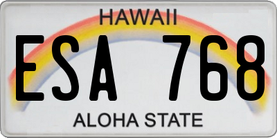 HI license plate ESA768