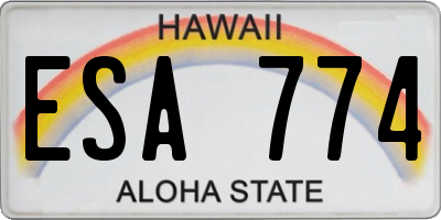 HI license plate ESA774