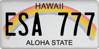 HI license plate ESA777