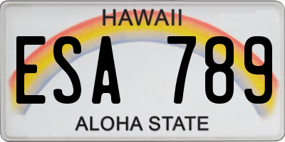 HI license plate ESA789