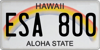 HI license plate ESA800