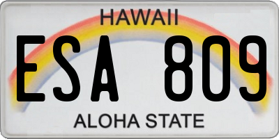 HI license plate ESA809