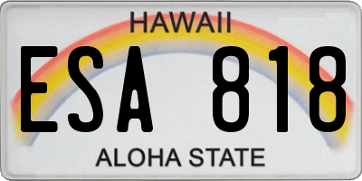 HI license plate ESA818