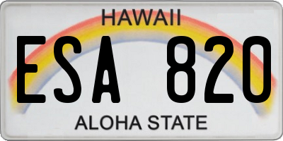 HI license plate ESA820