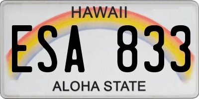 HI license plate ESA833