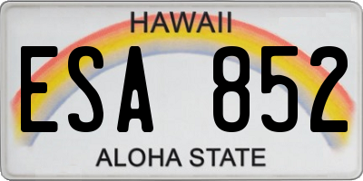 HI license plate ESA852