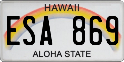 HI license plate ESA869