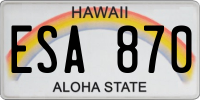 HI license plate ESA870