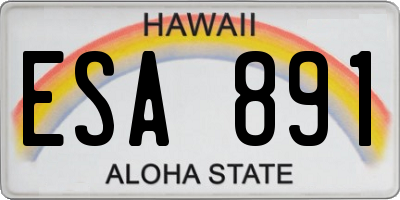 HI license plate ESA891