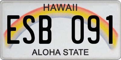HI license plate ESB091