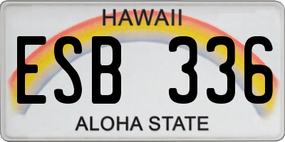 HI license plate ESB336