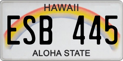 HI license plate ESB445