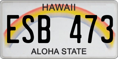 HI license plate ESB473