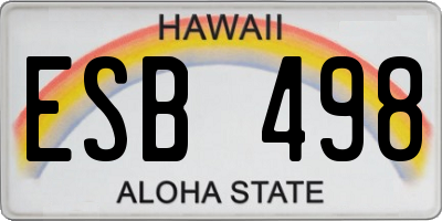HI license plate ESB498
