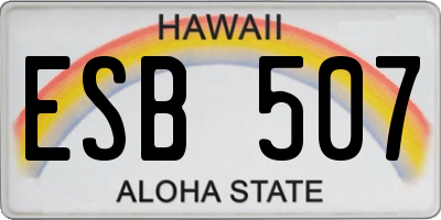 HI license plate ESB507