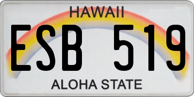 HI license plate ESB519