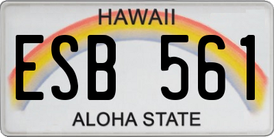 HI license plate ESB561