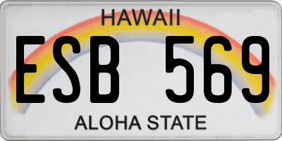 HI license plate ESB569