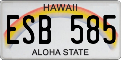 HI license plate ESB585