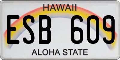 HI license plate ESB609