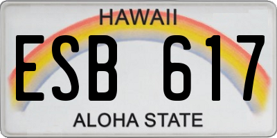 HI license plate ESB617
