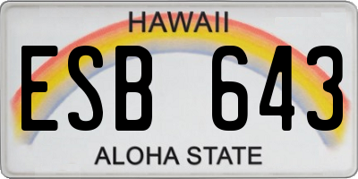 HI license plate ESB643