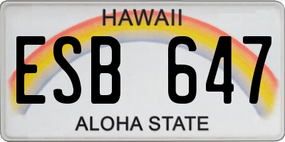 HI license plate ESB647