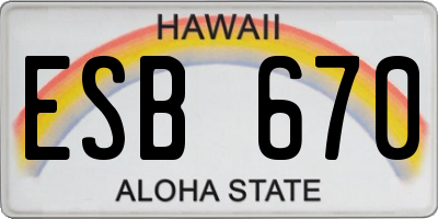 HI license plate ESB670